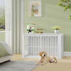 HEXCELEN Wooden Dog Cage Furniture 32 Inch Dog Crate for Home Dog Cage with 2 Doors Sliding Doors for Small Medium Dogs Heavy Duty Side Table 81 × 55 × 62.4 cm White,908113W