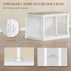 HEXCELEN 101cm Dog Cage Furniture, Dog Crate Wood, Dog Crate for Home with 3 Doors, Sliding Doors, for Small, Medium, Large Dogs, Robust, Side Table, 101 x 60.5 x 70 cm, White Oak and White,910213W