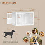 HEXCELEN 101cm Dog Cage Furniture, Dog Crate Wood, Dog Crate for Home with 3 Doors, Sliding Doors, for Small, Medium, Large Dogs, Robust, Side Table, 101 x 60.5 x 70 cm, White Oak and White,910213W
