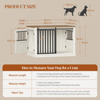 HEXCELEN 101 cm Dog Cage Furniture, Wooden Dog Box for Home with 3 Doors, Sliding Doors, for Small, Medium, Large Dogs, Robust, Side Table, 101 x 60.5 x 70 cm, White Brown,910214B