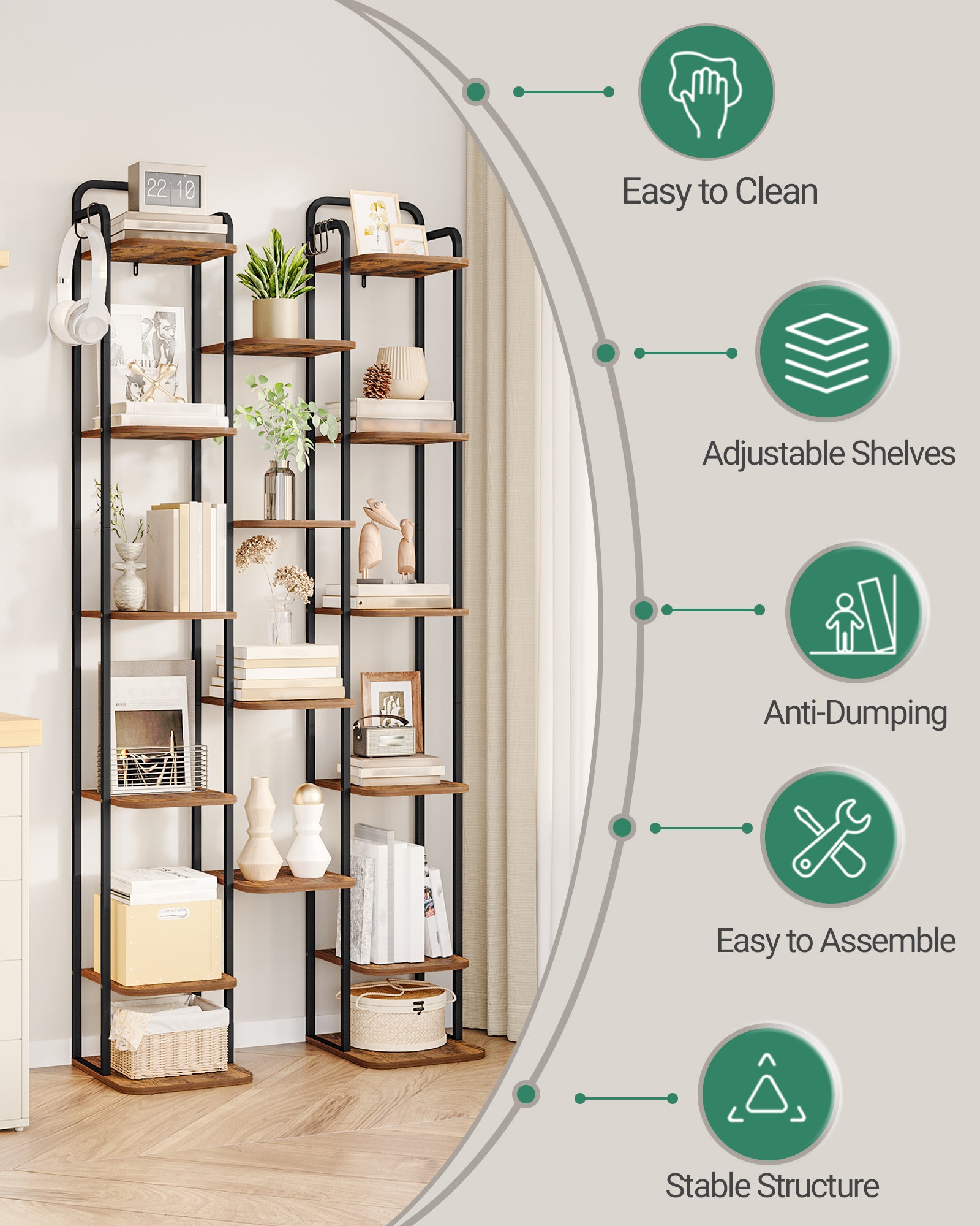 HEXCELEN  Adjustable Shoe Rack - Space-Saving Shoe Tower for Small Spaces