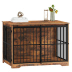 Hzuaneri 44 Inch Dog Crate Furniture, XL Indoor Dog Kennel for Large Dog with Barn Door, Heavy Duty Wooden Dog Cage as TV Stand & End Table, Rustic Brown