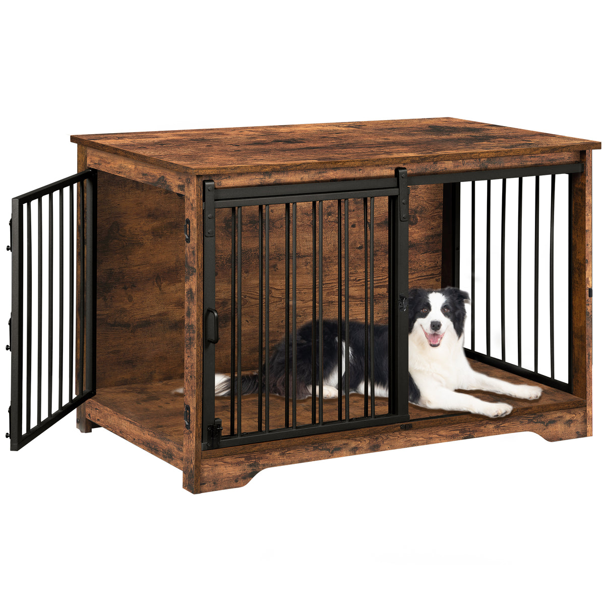Hzuaneri Dog Cage Furniture, 100cm Dog Box for Home Use, Sliding Doors, 2 Doors