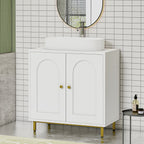 Hzuaneri Under Sink Bathroom Cabinet, Storage Cabinet with Adjustable Shelf and 2 Doors Bathroom Sink Unit for Washbasins with Pedestal, with Feet, Bathroom Vanity Unit, White, BC19103X