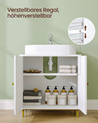 Hzuaneri Under Sink Bathroom Cabinet, Storage Cabinet with Adjustable Shelf and 2 Doors Bathroom Sink Unit for Washbasins with Pedestal, with Feet, Bathroom Vanity Unit, White, BC19103X