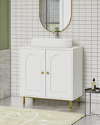 Hzuaneri Under Sink Bathroom Cabinet, Storage Cabinet with Adjustable Shelf and 2 Doors Bathroom Sink Unit for Washbasins with Pedestal, with Feet, Bathroom Vanity Unit, White, BC19103X