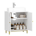 Hzuaneri Under Sink Bathroom Cabinet, Storage Cabinet with Adjustable Shelf and 2 Doors Bathroom Sink Unit for Washbasins with Pedestal, with Feet, Bathroom Vanity Unit, White, BC19103X
