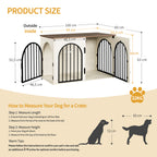 Hzuaneri Dog Cage Furniture, 100cm Dog Box for Home Use, 3 Doors, Arched Door, White Brown, DFC84114B