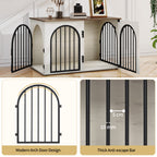Hzuaneri Dog Cage Furniture, 100cm Dog Box for Home Use, 3 Doors, Arched Door, White Brown, DFC84114B