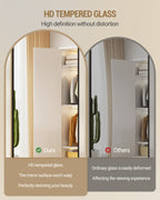 Hzuaneri Full-Length Mirror, 160 x 50 cm, Standing Mirror with Stand, Full-Length Wall-Mounted Mirror, Tempered Glass, Aluminum Alloy Frame, for Bedroom, Living Room, Black DM41999B