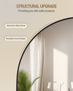 Hzuaneri Full-Length Mirror, 160 x 50 cm, Standing Mirror with Stand, Full-Length Wall-Mounted Mirror, Tempered Glass, Aluminum Alloy Frame, for Bedroom, Living Room, Black DM41999B