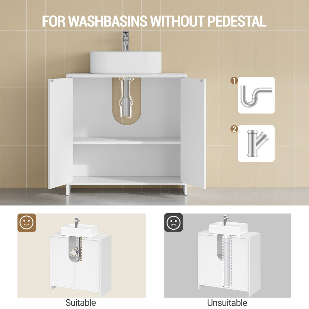 Hzuaneri Vanity Unit, Bathroom Cabinet, Adjustable Shelves, Bathroom Cabinet with 2 Doors, Freestanding, Modern, 30 x 60 x 60 cm, White BC00603X