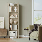 Hzuaneri Bookcase, Shelf, Standing Shelf, Office Shelf, with 6 Compartments, Open, for Living Room, Study, Office, Room Divider, 24 x 48 x 170 cm, Oak Beige BC01116X