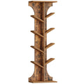 Hzuaneri Tree Bookshelf Bookcase, 11 Tier Floor Standing Book Shelf, Narrow Bookcase, Display Shelf for Living Room, Home, Office, Bedroom, Rustic Brown, BC01601X