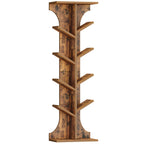 Hzuaneri Tree Bookshelf Bookcase, 11 Tier Floor Standing Book Shelf, Narrow Bookcase, Display Shelf for Living Room, Home, Office, Bedroom, Rustic Brown, BC01601X