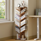 Hzuaneri Tree Bookshelf Bookcase, 11 Tier Floor Standing Book Shelf, Narrow Bookcase, Display Shelf for Living Room, Home, Office, Bedroom, Rustic Brown, BC01601X