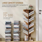 Hzuaneri Tree Bookshelf Bookcase, 11 Tier Floor Standing Book Shelf, Narrow Bookcase, Display Shelf for Living Room, Home, Office, Bedroom, Rustic Brown, BC01601X