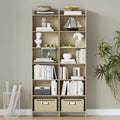 Hzuaneri Bookcase, Shelf, Standing Shelf, Office Shelf, with 7 Compartments, Open, for Living Room, Study, Office, as Room Divider, 24 x 48 x 197.4 cm, Oak Beige BC01716X