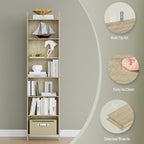 Hzuaneri Bookcase, Shelf, Standing Shelf, Office Shelf, with 7 Compartments, Open, for Living Room, Study, Office, as Room Divider, 24 x 48 x 197.4 cm, Oak Beige BC01716X