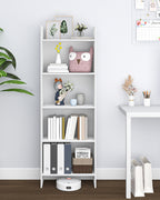 Hzuaneri Bookcase, 5 tier Bookshelf, White Bookcases Free Standing with Shelf Unit, Home Decor Furniture for Living Room, Home Office, Bedroom, Study, 24 x 50 x 140 cm, White, BC06503X