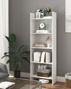 Hzuaneri Bookcase, 5 tier Bookshelf, White Bookcases Free Standing with Shelf Unit, Home Decor Furniture for Living Room, Home Office, Bedroom, Study, 24 x 50 x 140 cm, White, BC06503X