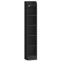 Hzuaneri Bookcase, 6-Tier Narrow Tall Bookshelf, Wooden Bookshelf with Adjustable Shelf, Open Storage Shelf for Bedroom, Living Room, Home Office, 24 x 30 x 169.5 cm, Black, BC06904X