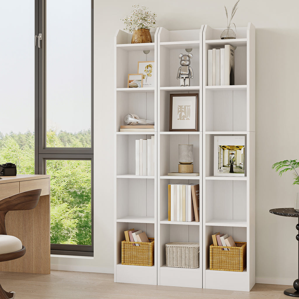 Hzuaneri Bookcase, 6-Tier Narrow Tall Bookshelf, Wooden Bookshelf with Adjustable Shelf, Open Storage Shelf for Bedroom, Living Room, Home Office, 24 x 30 x 169.5 cm, White, BC06913X