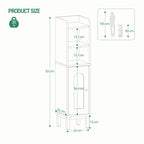 Hzuaneri Bathroom Cabinet, Bathroom Furniture, Narrow Cabinet, Adjustable Shelves, Space Saving, Easy Assembly, 20 x 20 x 83 cm, White-Gold BC08203X