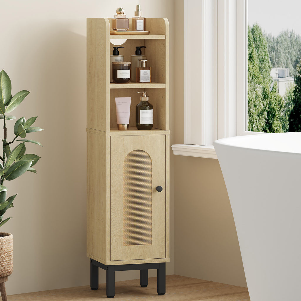 Hzuaneri Bathroom Cabinet, Bathroom Furniture, Narrow Cabinet, Adjustable Shelves, Space Saving, Easy Assembly, 20 x 20 x 83 cm, Light Oak BC08202Y