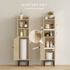 Hzuaneri Bathroom Cabinet, Bathroom Furniture, Narrow Cabinet, Adjustable Shelves, Space Saving, Easy Assembly, 20 x 20 x 83 cm, Light Oak BC08202Y