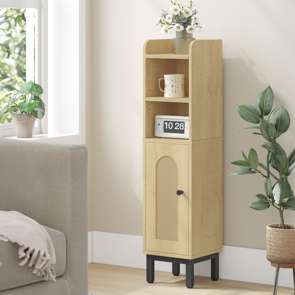 Hzuaneri Bathroom Cabinet, Bathroom Furniture, Narrow Cabinet, Adjustable Shelves, Space Saving, Easy Assembly, 20 x 20 x 83 cm, Light Oak BC08202Y