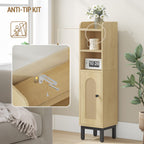 Hzuaneri Bathroom Cabinet, Bathroom Furniture, Narrow Cabinet, Adjustable Shelves, Space Saving, Easy Assembly, 20 x 20 x 83 cm, Light Oak BC08202Y