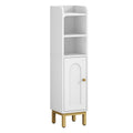 Hzuaneri Bathroom Cabinet, Bathroom Furniture, Narrow Cabinet, Adjustable Shelves, Space Saving, Easy Assembly, 20 x 20 x 83 cm, White-Gold BC08203X