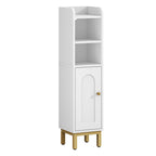 Hzuaneri Bathroom Cabinet, Bathroom Furniture, Narrow Cabinet, Adjustable Shelves, Space Saving, Easy Assembly, 20 x 20 x 83 cm, White-Gold BC08203X