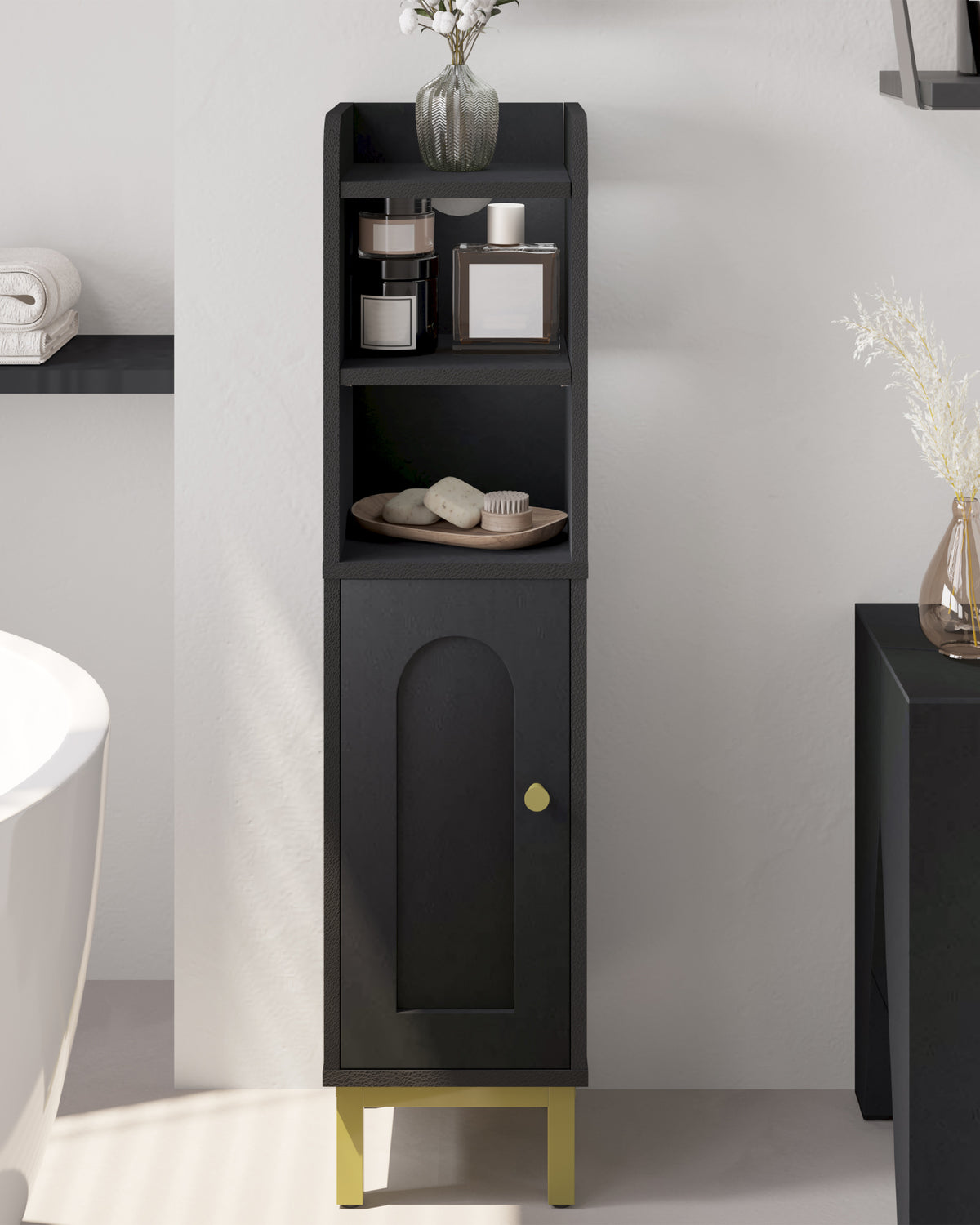 Hzuaneri Bathroom Cabinet, Narrow Bathroom Cabinet, Adjustable Shelves, Toilet Cabinet