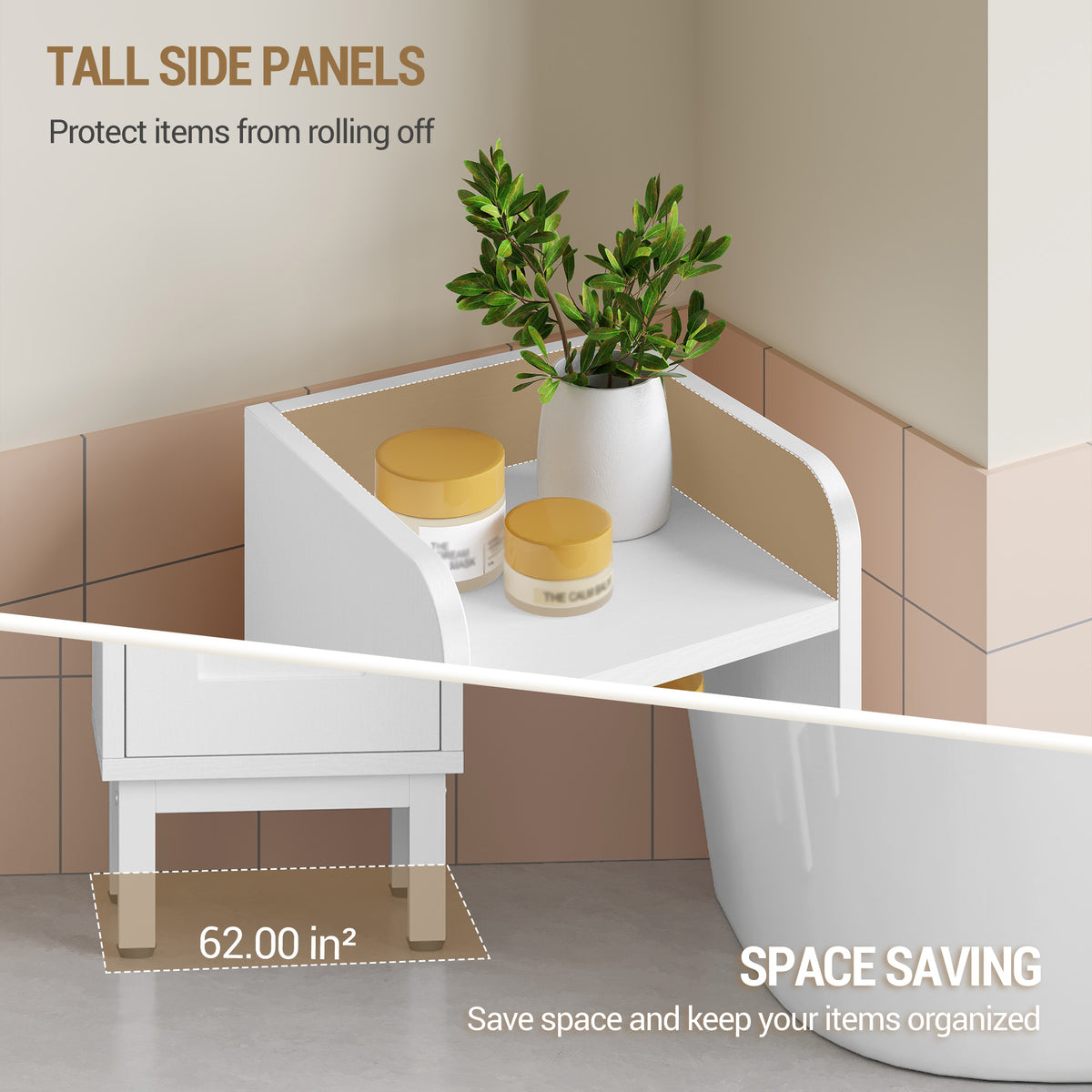 Hzuaneri Bathroom Cabinet, Bathroom Furniture, Narrow Cabinet, Adjustable Shelves, Space Saving, Easy Assembly, 20 x 20 x 83 cm, White BC08213W