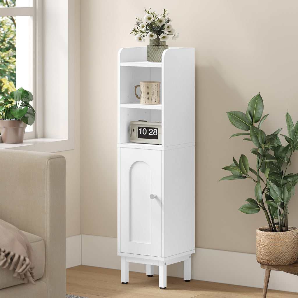 Hzuaneri Bathroom Cabinet, Bathroom Furniture, Narrow Cabinet, Adjustable Shelves, Space Saving, Easy Assembly, 20 x 20 x 83 cm, White BC08213W