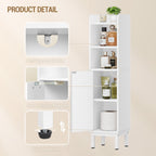 Hzuaneri Bathroom Cabinet, Bathroom Furniture, Narrow Cabinet, Adjustable Shelves, Space Saving, Easy Assembly, 20 x 20 x 83 cm, White BC08213W