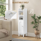 Hzuaneri Bathroom Cabinet, Bathroom Furniture, Narrow Cabinet, Adjustable Shelves, Space Saving, Easy Assembly, 20 x 20 x 83 cm, White BC08213W