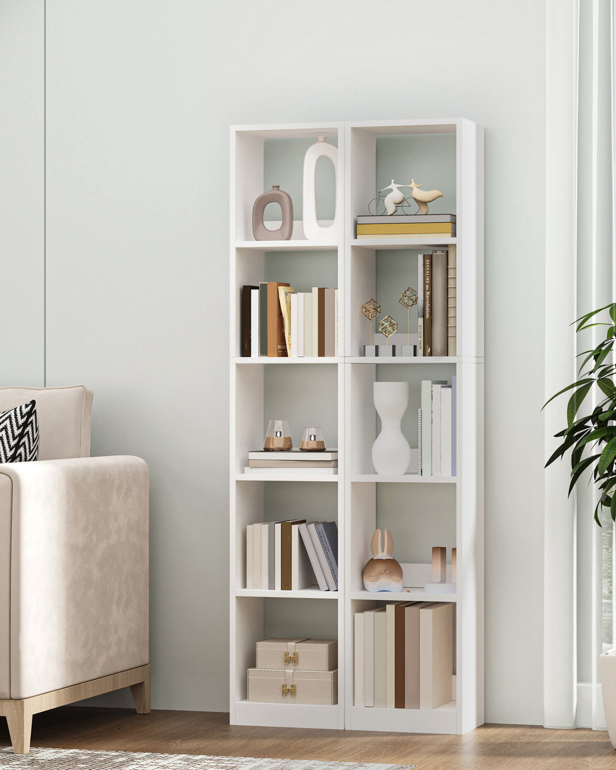 Hzuaneri Modern Bookcase, Open Wooden Storage Shelf for Living Room, Display Organizer
