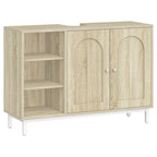 Hzuaneri vanity unit, base cabinet, washbasin cabinet, bathroom cabinet with 2 doors, adjustable shelf, ample storage space, modern style, 30 x 90 x 63 cm, light oak BC09816W