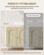 Hzuaneri vanity unit, base cabinet, washbasin cabinet, bathroom cabinet with 2 doors, adjustable shelf, ample storage space, modern style, 30 x 90 x 63 cm, light oak BC09816W