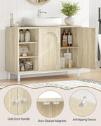 Hzuaneri vanity unit, base cabinet, washbasin cabinet, bathroom cabinet with 2 doors, adjustable shelf, ample storage space, modern style, 30 x 90 x 63 cm, light oak BC09816W