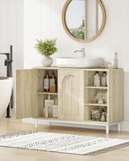 Hzuaneri vanity unit, base cabinet, washbasin cabinet, bathroom cabinet with 2 doors, adjustable shelf, ample storage space, modern style, 30 x 90 x 63 cm, light oak BC09816W