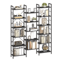 Hzuaneri Bookshelves, Freestanding Shelving Unit, Shelf with 17 Shelves, 6 Tiers, Adjustable Spacing, 24 x 152 x 186 cm, Load Capacity 340 kg, Living Room, Office, Black with Wood Grain BC10104B