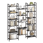 Hzuaneri Bookshelves, Freestanding Shelving Unit, Shelf with 17 Shelves, 6 Tiers, Adjustable Spacing, 24 x 152 x 186 cm, Load Capacity 340 kg, Living Room, Office, Black with Wood Grain BC10104B