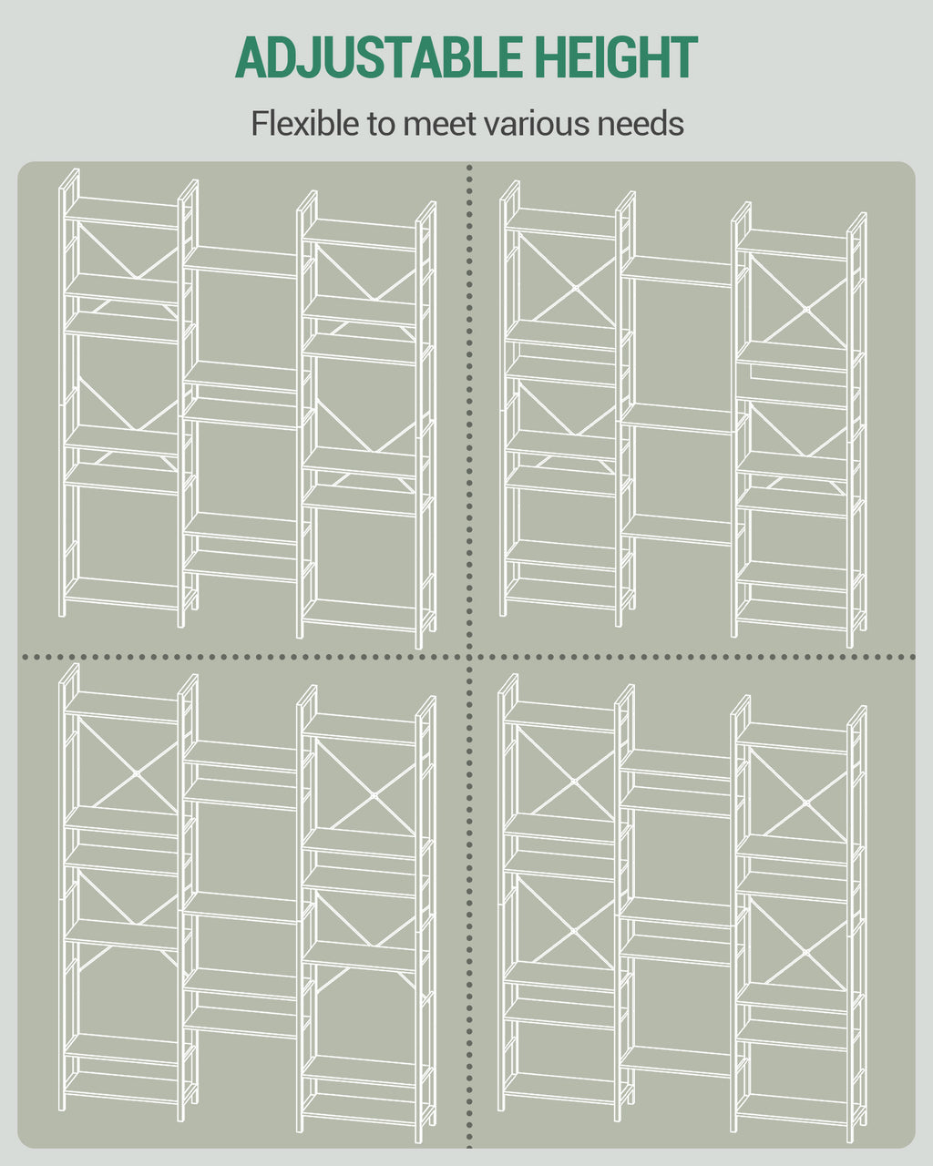 Hzuaneri bookshelves, free-standing shelves, shelf with 17 shelves, 6 tiers, 24 x 152 x 186 cm