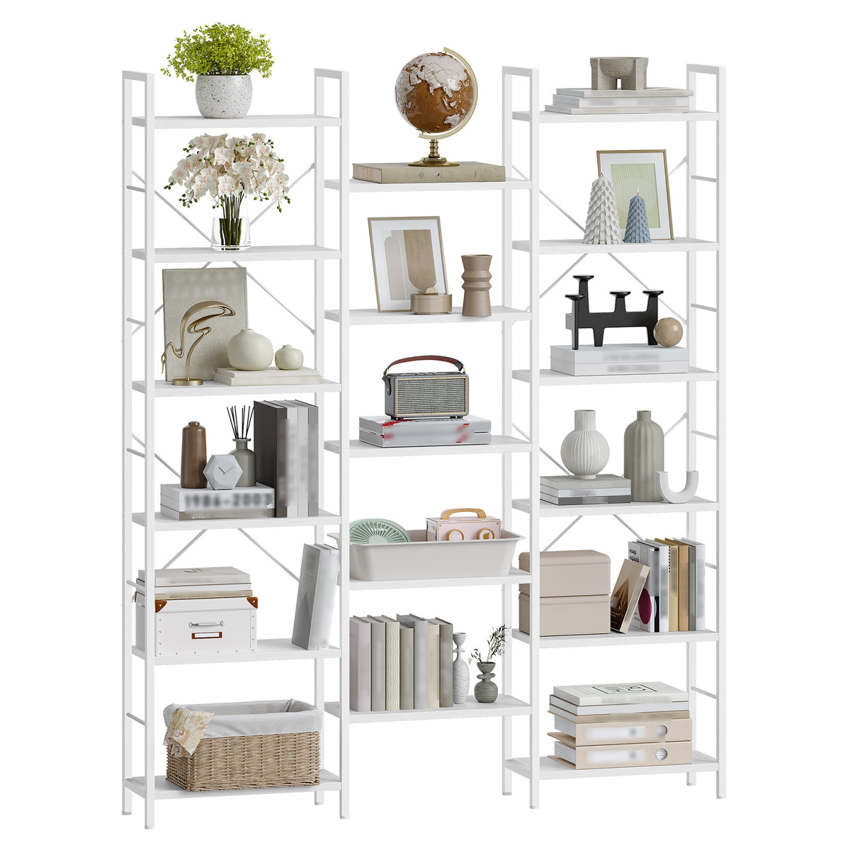 Hzuaneri bookshelves, free-standing shelves, shelf with 17 shelves, 6 tiers, 24 x 152 x 186 cm