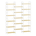 Hzuaneri 6-Tier Shelf Unit, Stem-Style Bookshelf with 17 Shelves, Adjustable Spacing, 24 × 152 × 186 cm, Metal Frame, for Living Room, Bedroom, Office, White Oak and White BC10116W