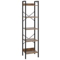 Hzuaneri Bookcase, 5-Tier Bookshelf, Narrow Bookcase Shelving Unit for Living Room, Office, Sturdy, Bedroom, 24 x 40 x 160 cm, Industrial, Rustic Brown and Black, BC10501B